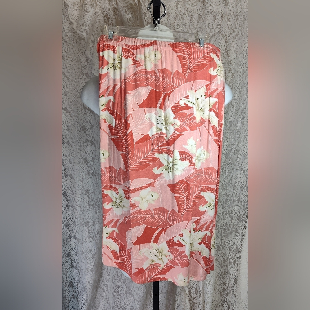 Floral Coral Skirt Faux Wrap Midi Nwot
